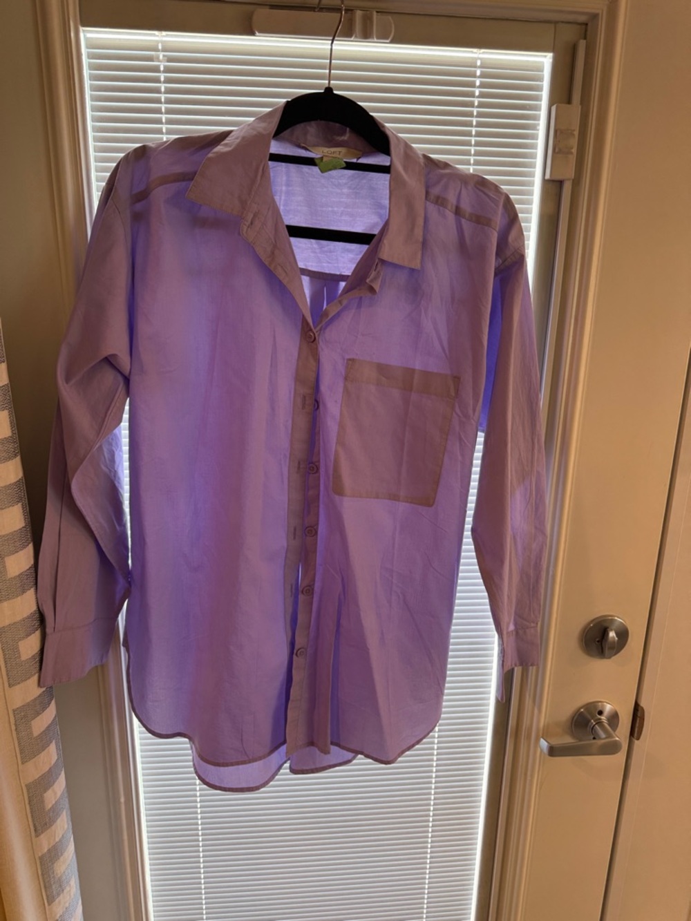 LOFT Lavender Sheer Button-Down Shirt